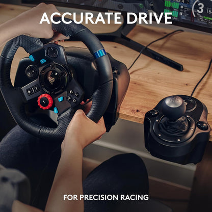 29 Driving Force Racing Wheel and Pedals, Force Feedback, Real Leather +  Driving Force Shifter - for PS5, PS4 and PC, Mac - Black
